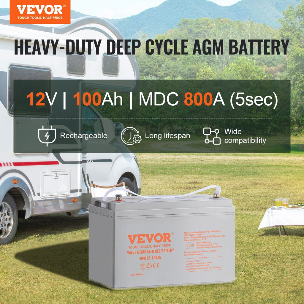 VEVOR 12V 100Ah AGM Deep Cycle Battery