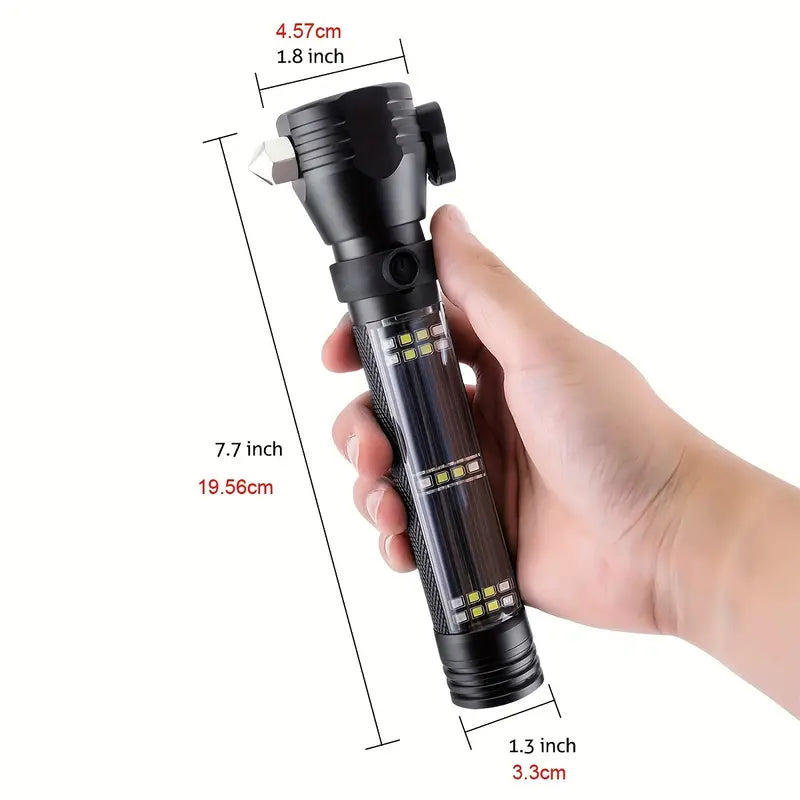 Multi-Functional Solar Power LED Flashlight - 5-in-1 Outdoor Survival Tool