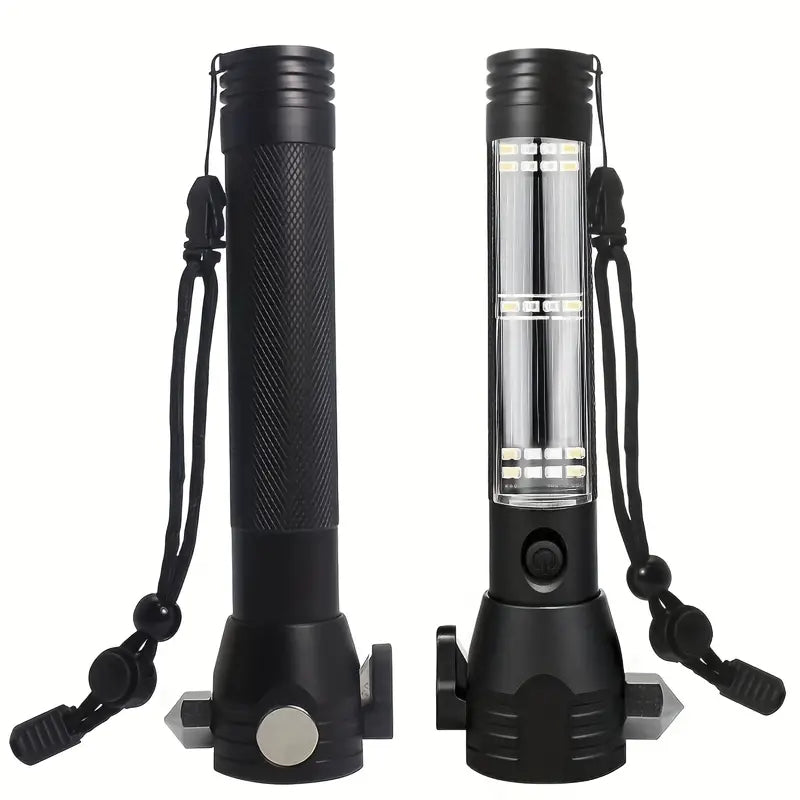 Multi-Functional Solar Power LED Flashlight - 5-in-1 Outdoor Survival Tool