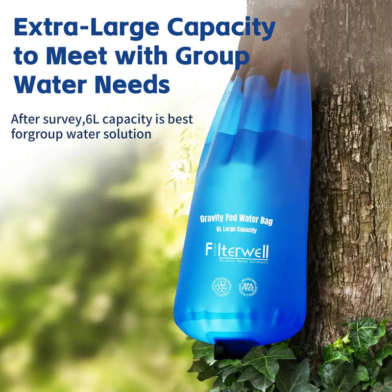 Filterwell 6L Gravity Water Filter Straw for Travel and Emergency