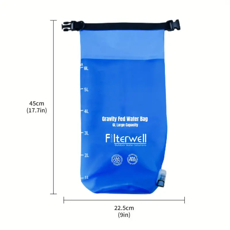Filterwell 6L Gravity Water Filter Straw for Travel and Emergency
