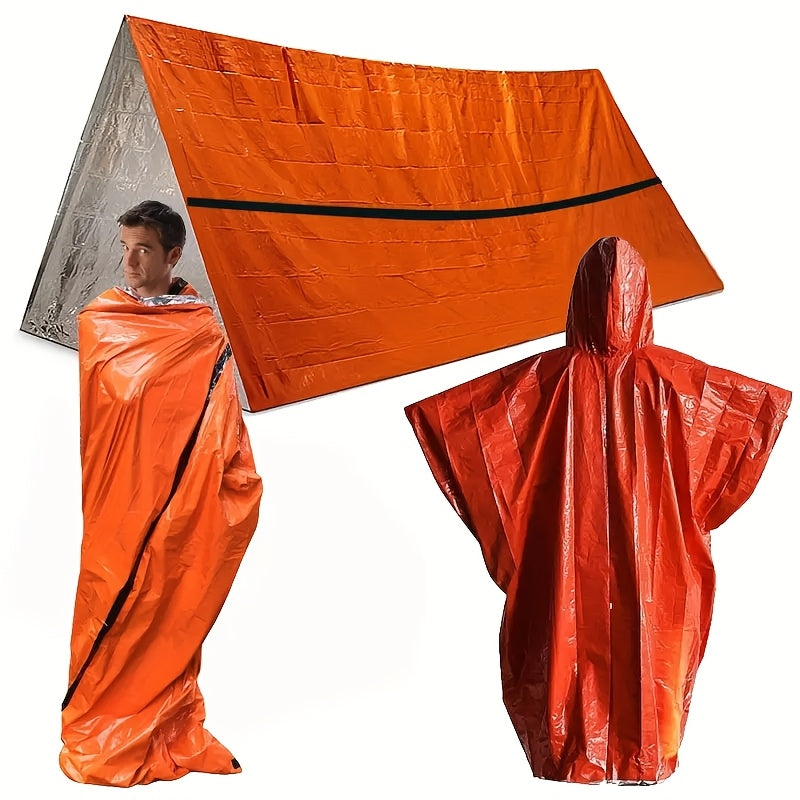 Outdoor Survival Camping Tent & Blanket Set (4 pcs)