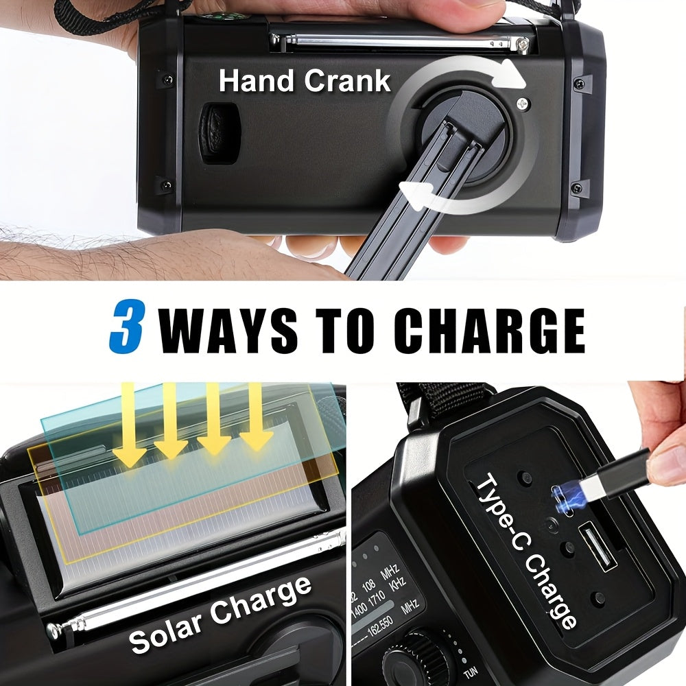 Portable Emergency Radio with Solar Power (10000mAh)