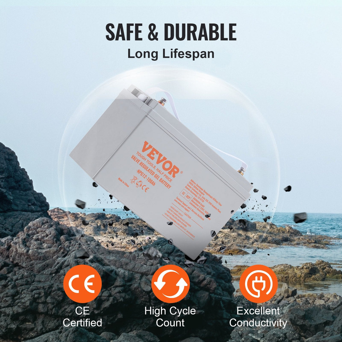 VEVOR 12V 100Ah AGM Deep Cycle Battery