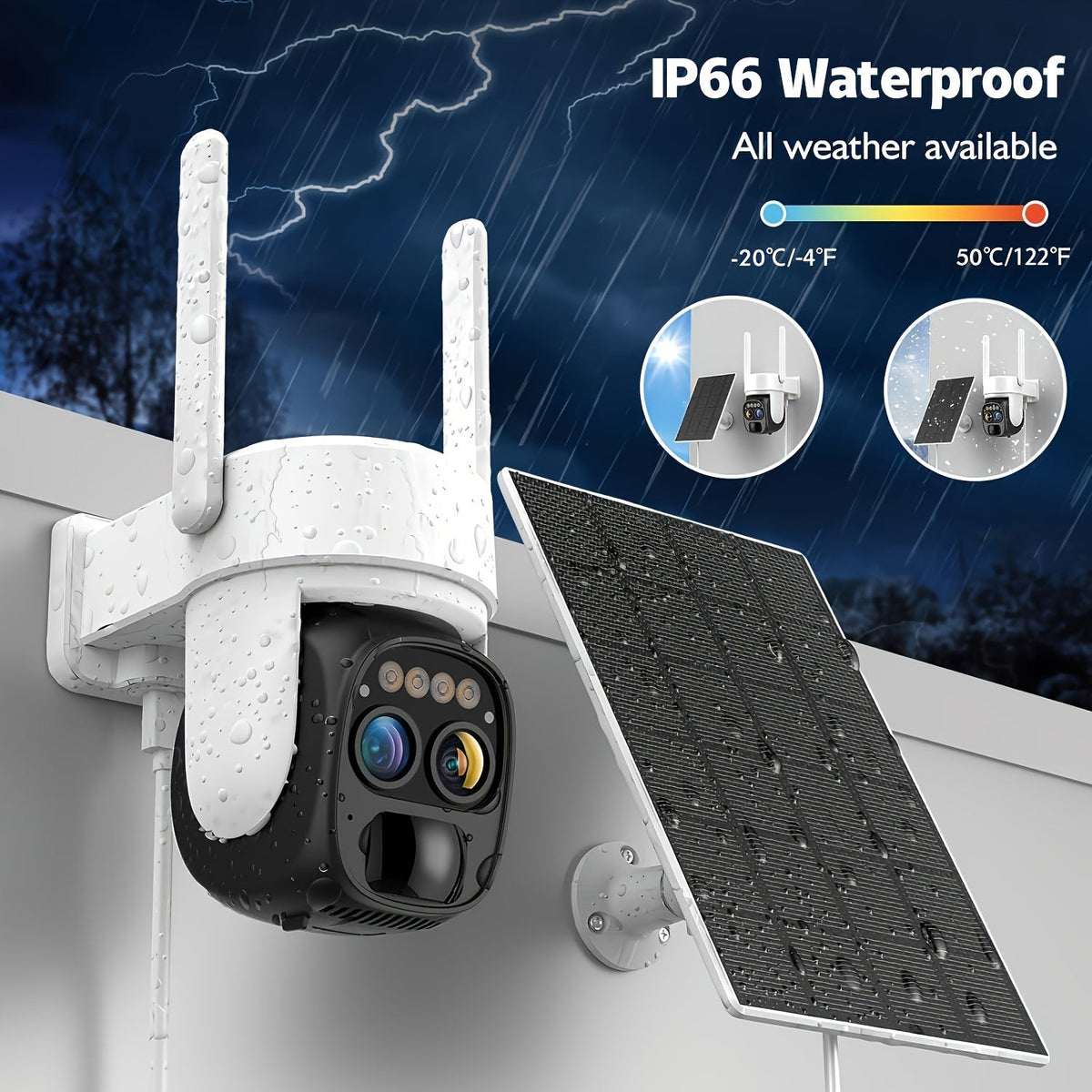 Solar Wireless Security Camera Outdoor 360° HD Zoom