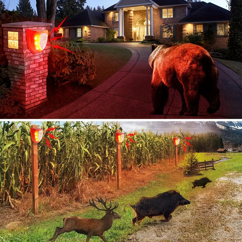 Solar-Powered Security Alarm Light with 129dB Gunshot and Dog Barking Sounds