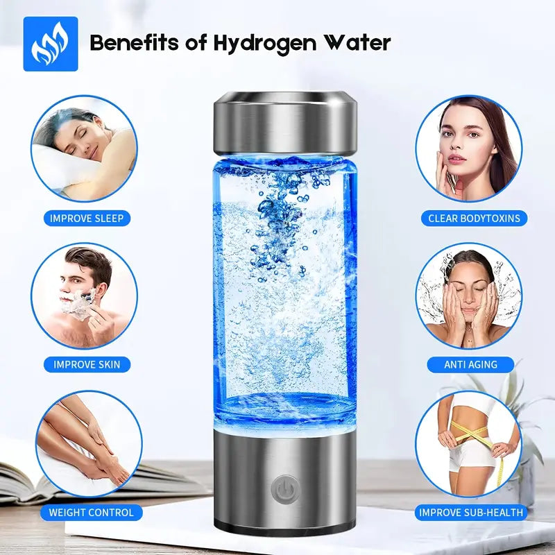 Portable Hydrogen Water Bottle Ionizer - Rechargeable Water Glass Cup