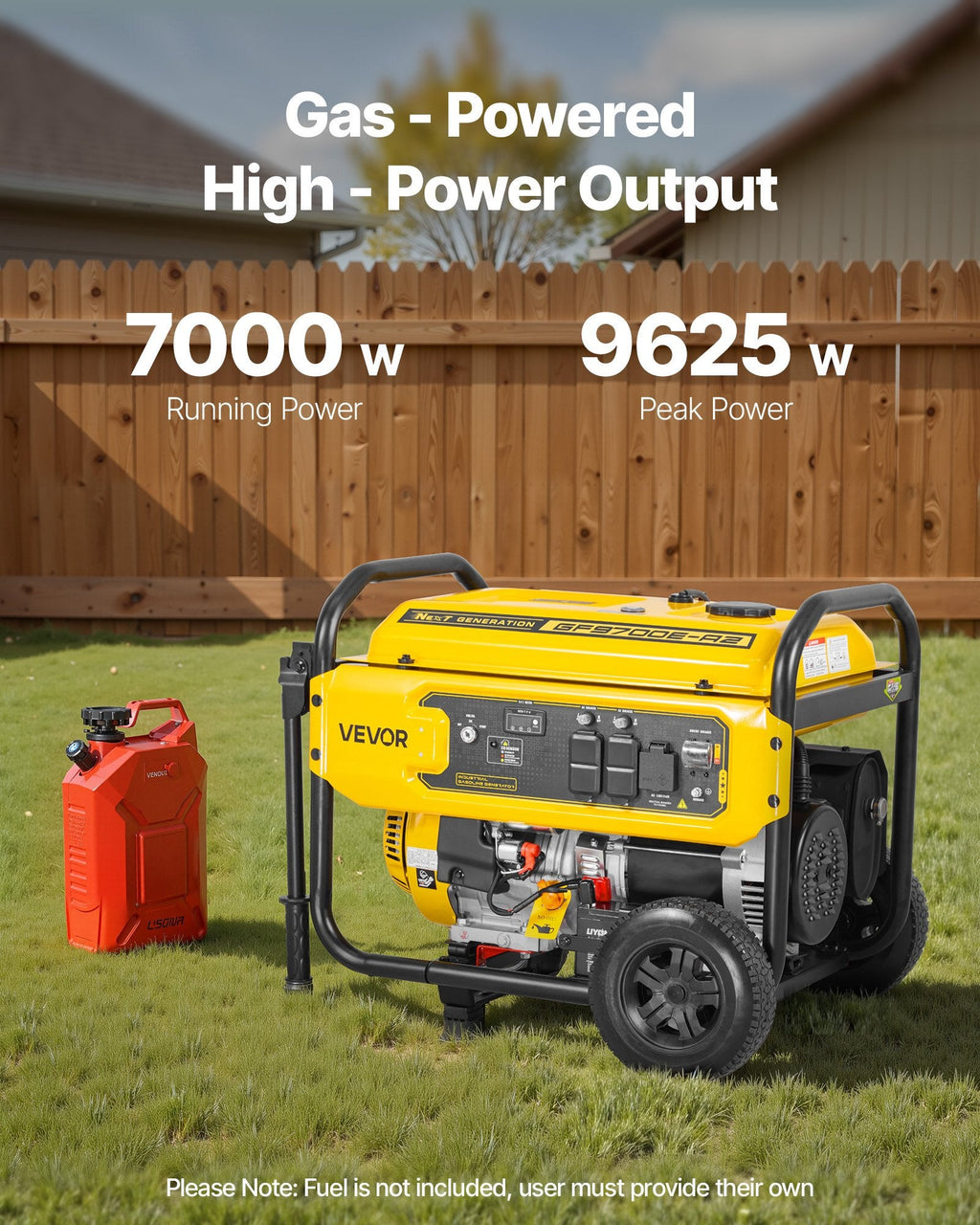 Portable Generator, 9625W Peak Watt Home Generator, Backup Generators For Home With Foldable Handle, Electric Start, Gas Powered, CO Sensor, RV & Emergency Ready 30A & 20A Outlets, AVR