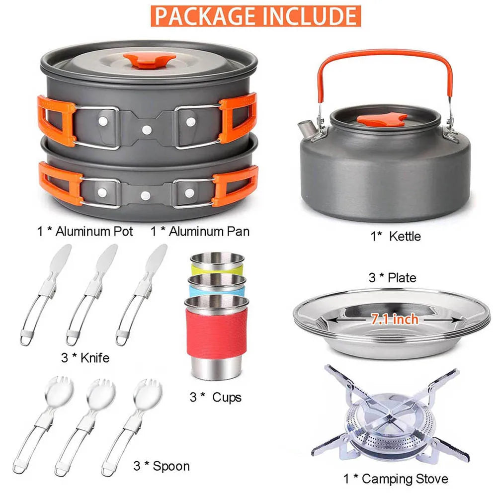 Camping Cookware Kit Orange