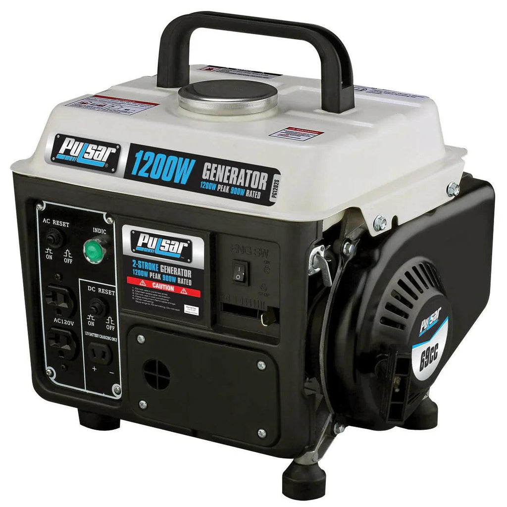 1200W Portable Gasoline 2-Stroke Generator with 900W Running Power & 12V DC Output