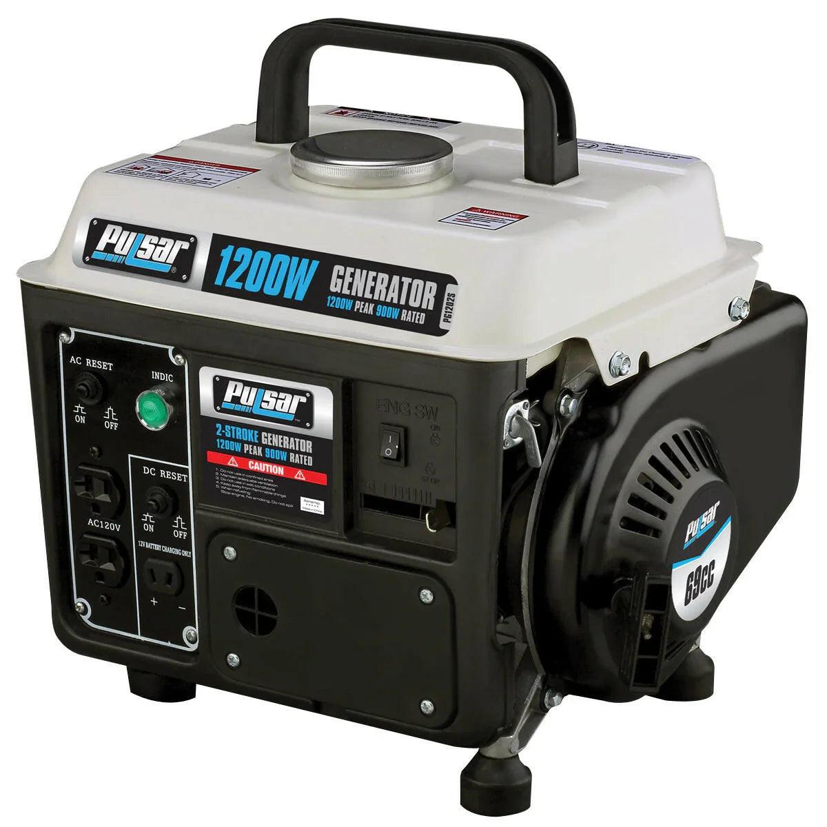 1200W Portable Gasoline 2-Stroke Generator with 900W Running Power & 12V DC Output
