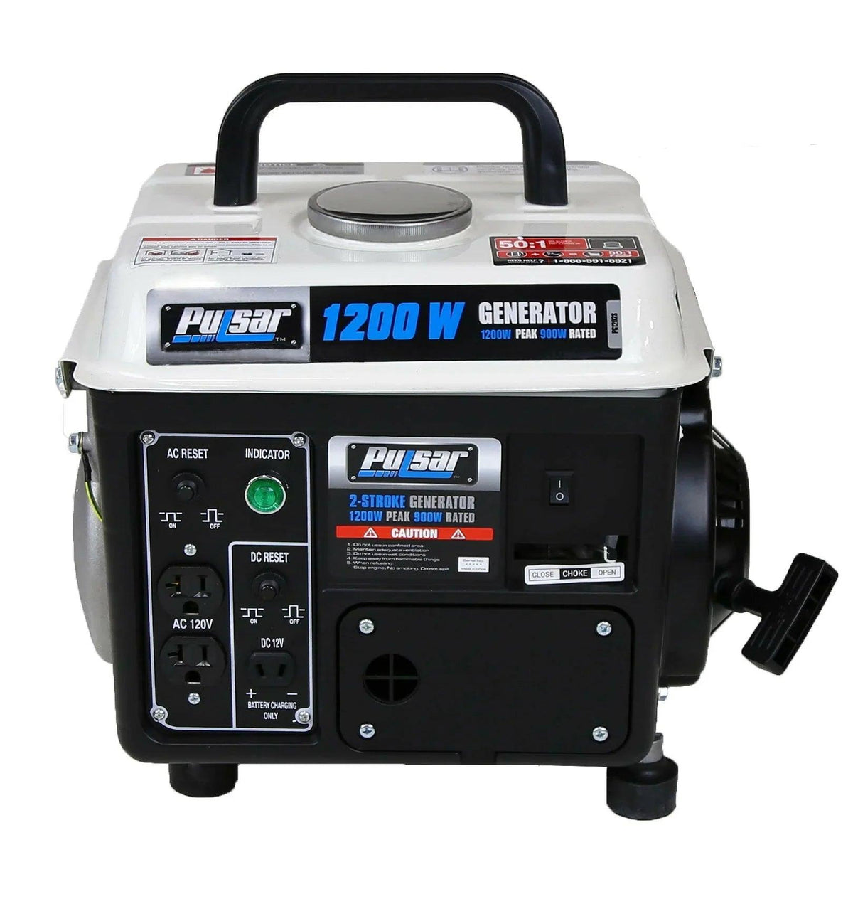 1200W Portable Gasoline 2-Stroke Generator with 900W Running Power & 12V DC Output