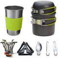Camping Cookware Kit with Stove Green