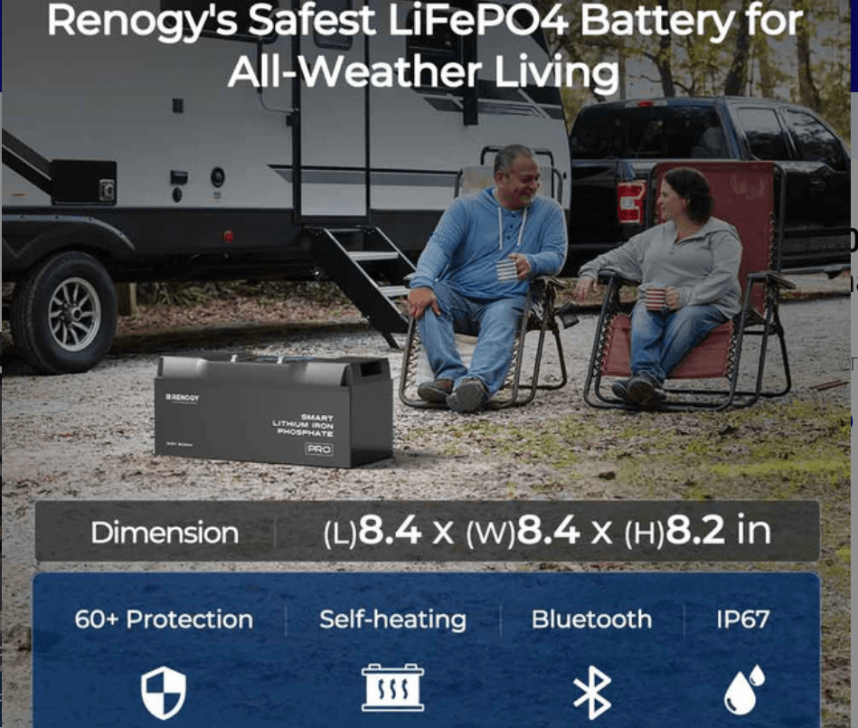 Pro 12V 100Ah Smart LiFePO4 Battery with Bluetooth & Self-Heating Technology