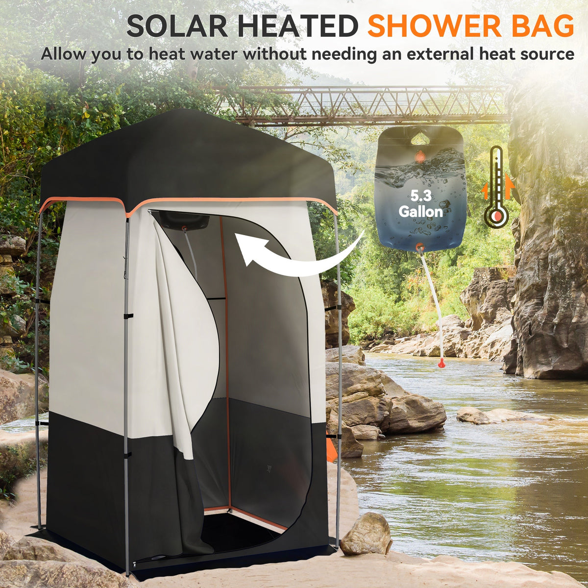 Camping Privacy Tent & Solar Shower Bag