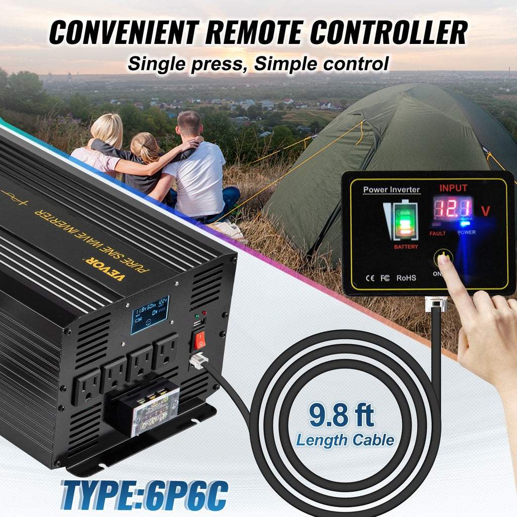 Pure Sine Wave Inverter 3500 Watt Power Inverter, DC 12V To AC 120V