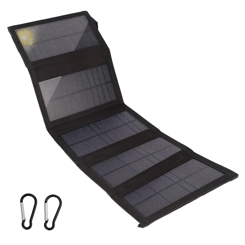 Portable Solar Foldable Charging Pack 35W USB 5V Output - Black