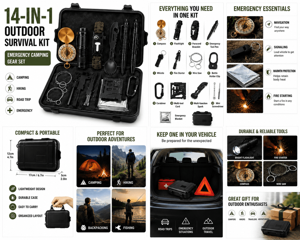 14-in-1 Camping Survival Kit