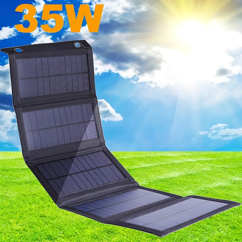 Portable Solar Foldable Charging Pack 35W USB 5V Output - Black