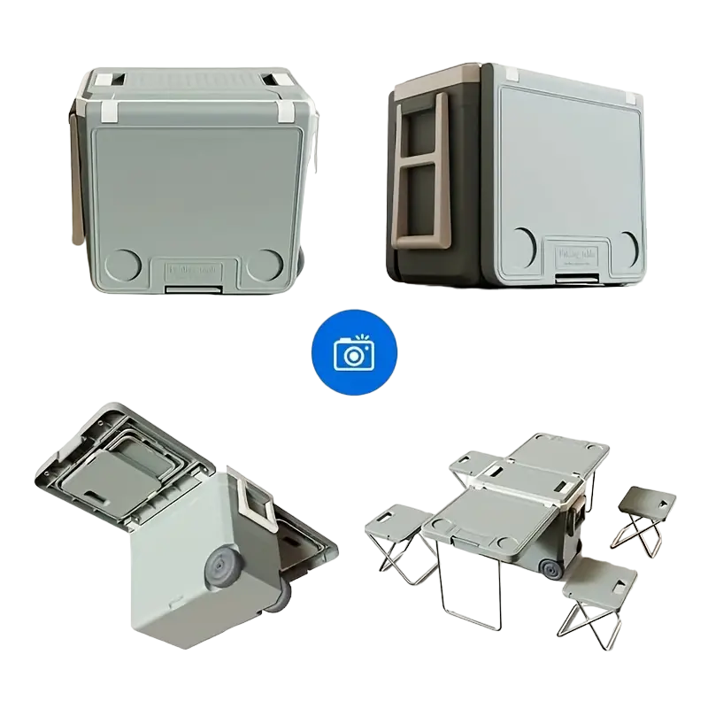 32L Portable Outdoor Cooler Box & Folding Table Chair Set